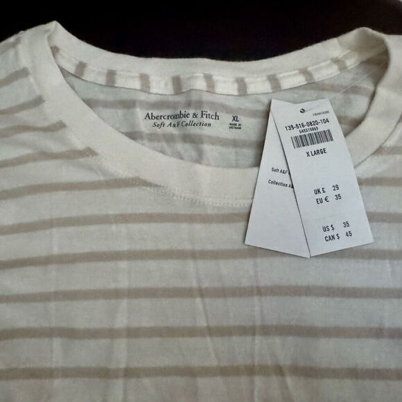 NWT (XL) Abercrombie and Fitch soft crew neck long sleeve tee shirt striped - Picture 3 of 5